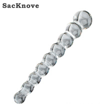 SacKnove 54028 Adult Products Lesbian Gay Butt Beads Masturbation Device Clear Thin Dildo Sex Toy Glass Anal Plug